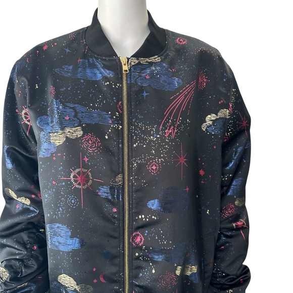 Escada Sport Black Multi-Color Sky Galaxy Print Bomber Jacket Size 46/US 16 - Picture 2 of 8